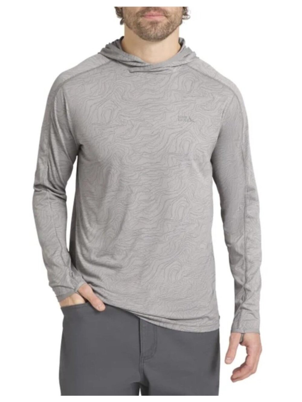 Eddie Bauer Men's S Gray Pattern Solarfoil Hoodie Lightweight Activewear